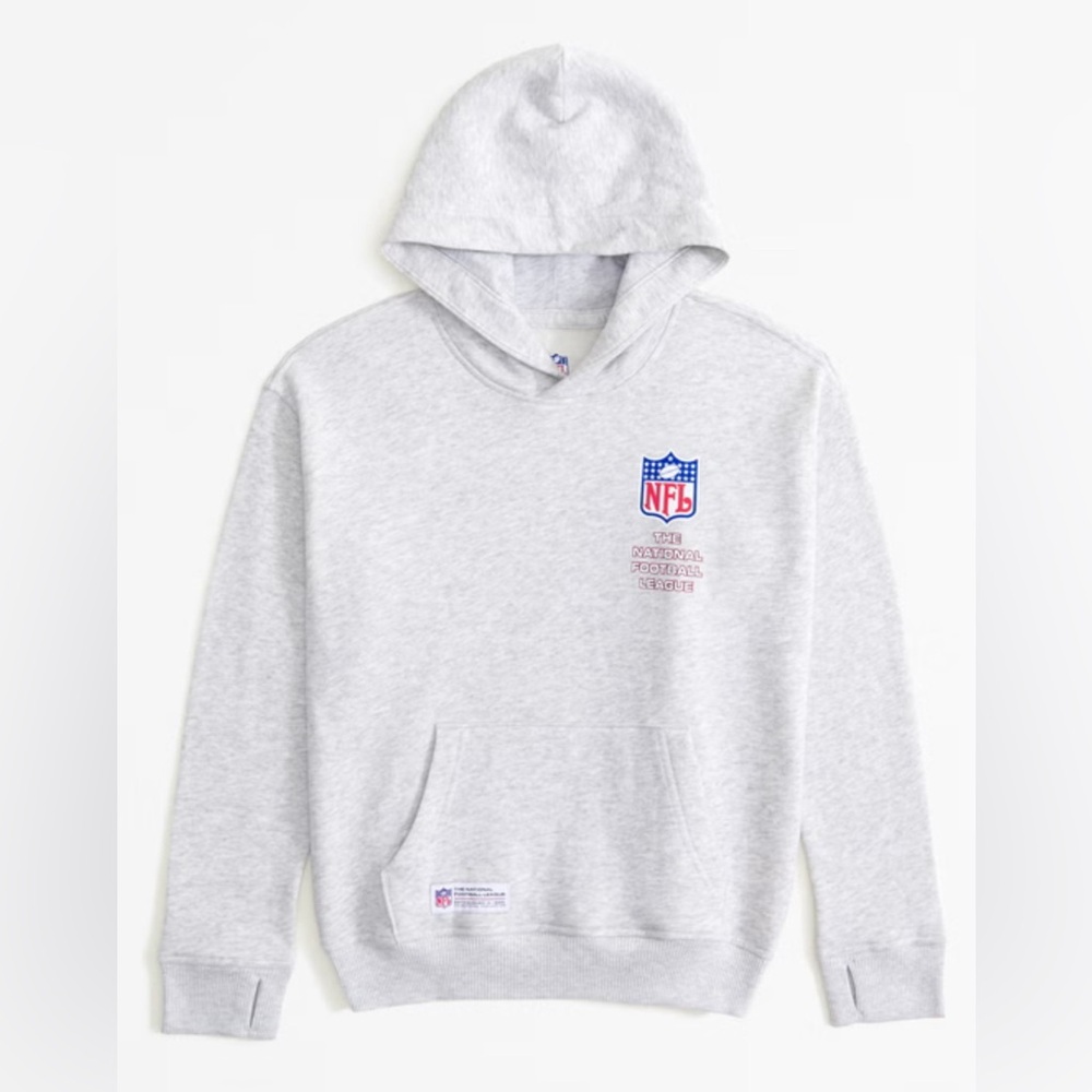 Abercrombie & Fitch NFL Kids Boys‎ Graphic Popover Hoodie in Light Gray Sz 15/16
